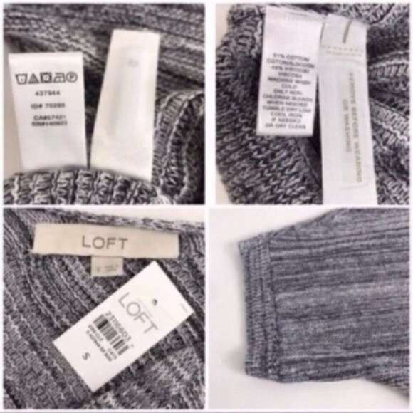 ANN Taylor Loft Gray three-quarter length sleeve shirt top V-back NWT Size Small - Picture 7 of 7